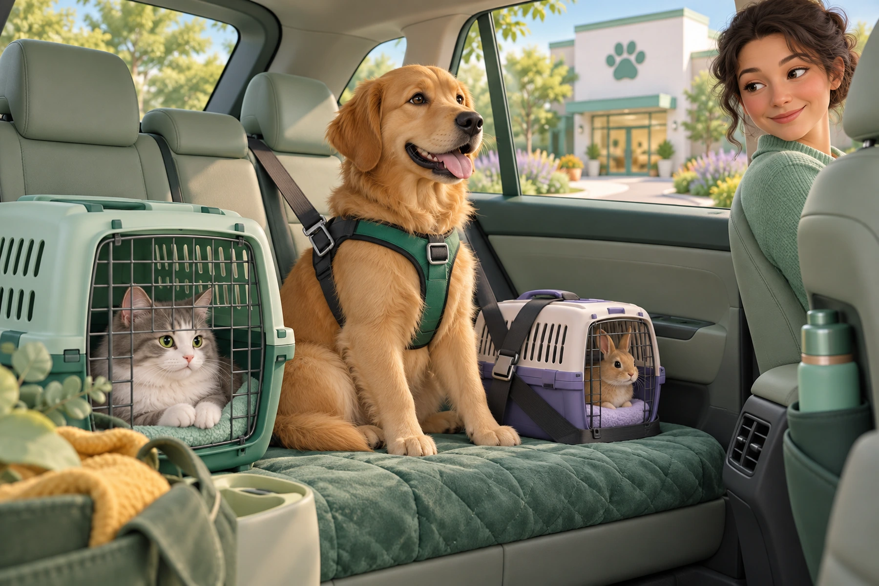 Illustration zum Ratgeber „Hund, Katze und Kleintier sicher zur Praxis transportieren“
